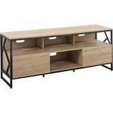 Folia 58" TV Stand in Natural Wood & Black Steel